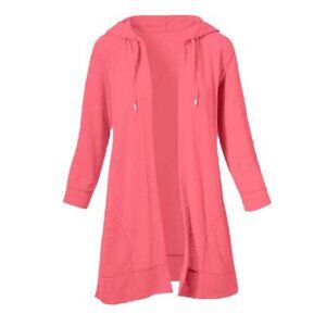 Chico's Slubbed-Knit Open-Front Hoodie Tunic Size 1(New)